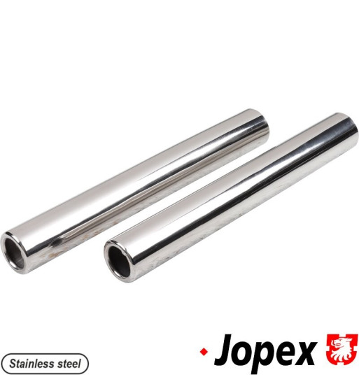 Tail pipe set, 265 mm long. Made of polished stainless steel