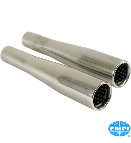 Tapered tail pipe set, 250 mm, inside outlet Ø 50 mm, 2 pieces. Made of chromed steel