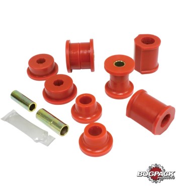Control arm and anti roll bar bushing set, front, urethane, red, Bugpack