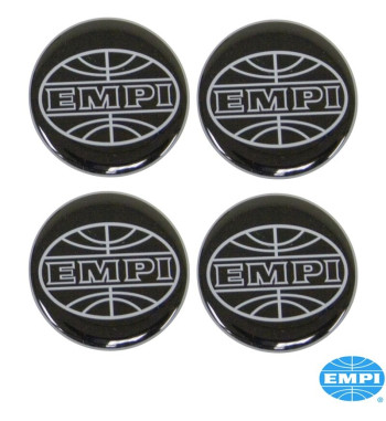Zestaw logo Empi do kołpaków, czarno/srebrny, Ø43 mm, 4 sztuki
