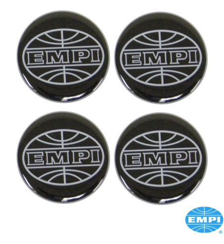 Zestaw logo Empi do kołpaków, czarno/srebrny, Ø43 mm, 4 sztuki
