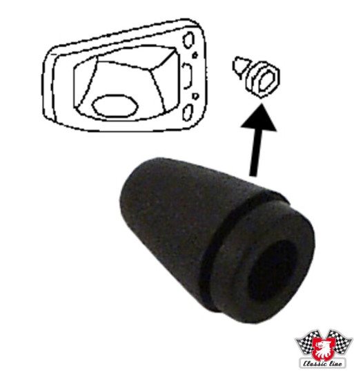 Rubber stop for fuel filler door and glove box Rubber stop for fuel filler door and glove box