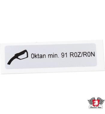 Sticker, "Oktan min. 91 ROZ/RON"