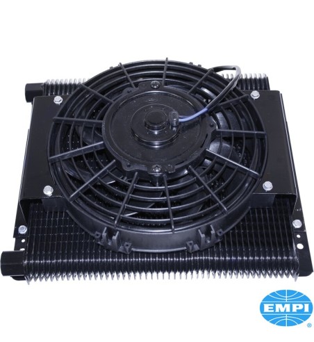 Competition oil cooler and fan, 96 plates, 12 Volt