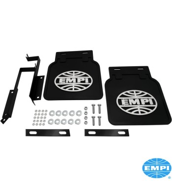 EMPI mud flap set, black with white logo, 2 pieces