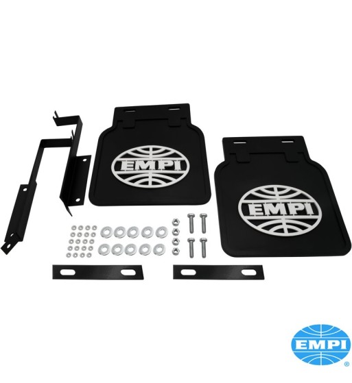 EMPI mud flap set, black with white logo, 2 pieces EMPI mud flap set, black with white logo, 2 pieces