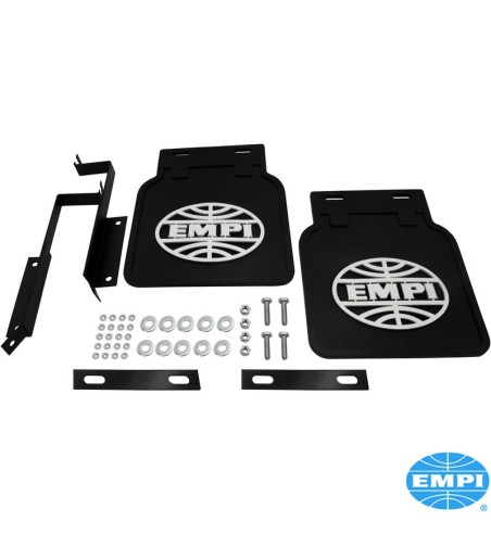 EMPI mud flap set, black with white logo, 2 pieces