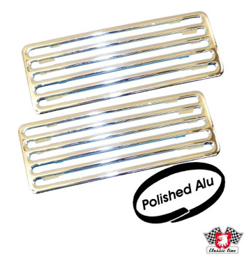 Zestaw kratek wentylacyjnych do pokrywy silnika, polerowane aluminium, 2 sztuki
