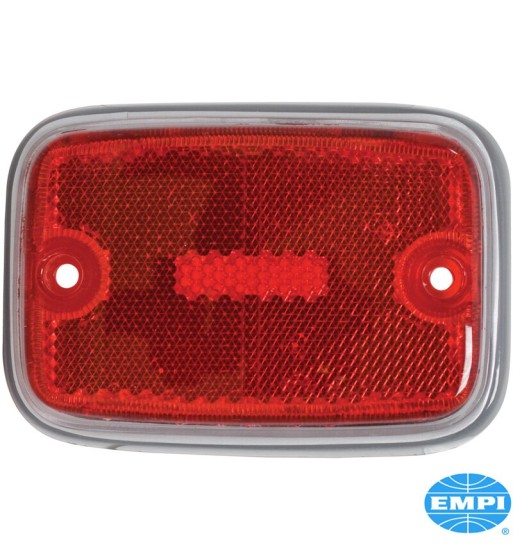 Klosz lampy bocznej ze srebrną obwódką, tylna, czerwona, bez znaku E, lewa/prawa Klosz lampy bocznej ze srebrną obwódką, tylna, czerwona, bez znaku E, lewa/prawa