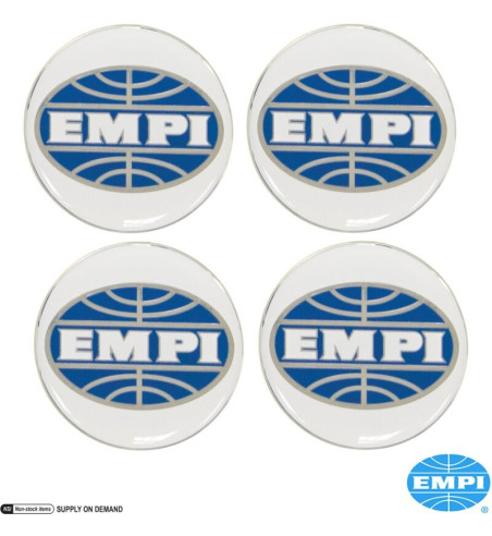 Hub cap set with Empi logo, Ø43 mm, 4 pieces