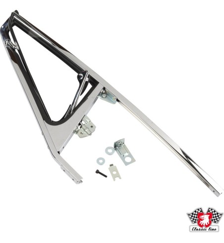 Door glass frame with vent window, chrome, left