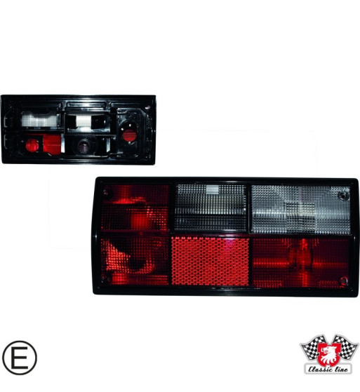 Lampa tylna z czerwonym/przezroczystym szkłem, bez gniazda (gniazdo typu Hella), prawa, ze znakiem E
Lampa tylna z czerwonym/przezroczystym szkłem, bez gniazda (gniazdo typu Hella), prawa, ze znakiem E