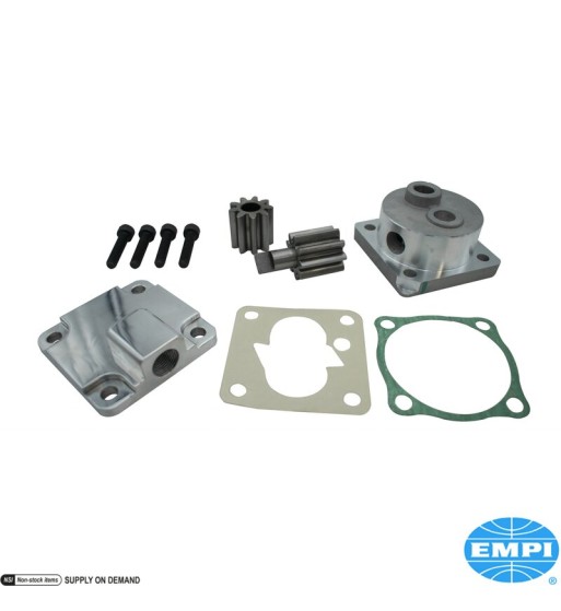 Full Flow oil pump with dished cam gear, 32 mm gears, Billet style, aluminium Full Flow oil pump with dished cam gear, 32 mm gears, Billet style, aluminium