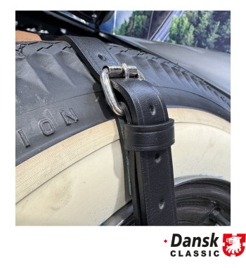 Leather strap for spare wheel, black