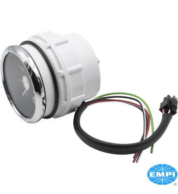 Wskaźnik ciśnienia oleju z chromowaną ramką, 0-80 PSI, Ø52 mm
