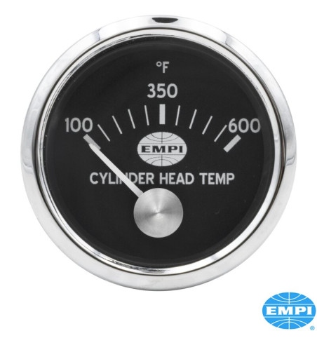 Cylinder head temperature gauge with chrome ring, 100-600°F