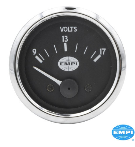 Voltmeter with chrome ring, 9-17 Volt, Ø52 mm
