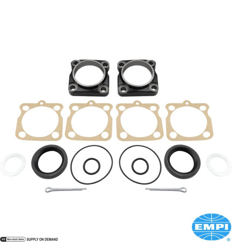 Bearing cap and seal set for rear axle, for swing axle. Includes 2 caps and seals