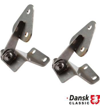 Engine lid hinge set, RSR style, 2 pieces. Made of stainless steel