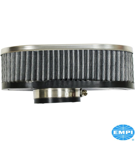 Air filter, gauze, oval, with rubber flange, 2 3/4 high. Fits standard VW carburettors