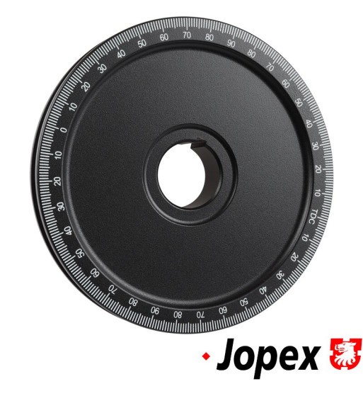 Pulley for crankshaft, Billet style, with timing marks, black, white numbers Pulley for crankshaft, Billet style, with timing marks, black, white numbers