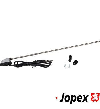 Antenna, two-point mounted on A-pillar, old style, chrome with chrome base, length (48) 1220 mm