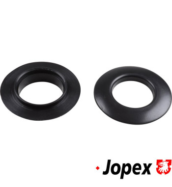 Grommet set for heat outlet in kick panel, rear, 2 pieces. Made of satin black plastic