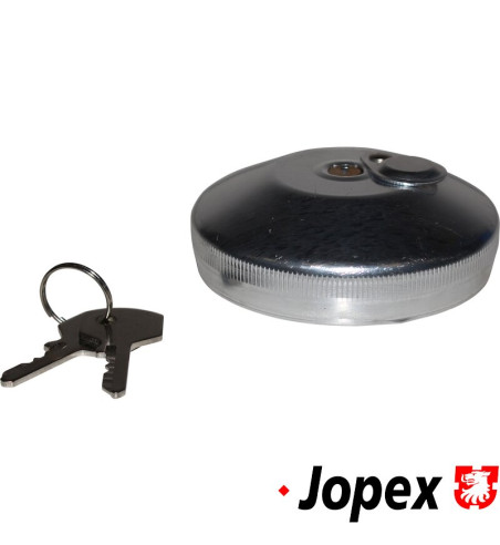 Fuel tank cap, lockable, with keys. Made of polished metal