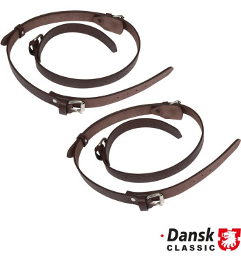 Leather strap set for luggage rack, brown, 2 pieces. Fits Leitz style luggage rack