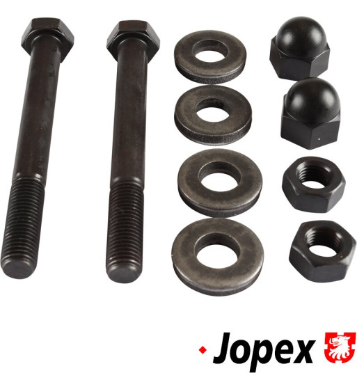 Bolt set for wishbone, rear. Set includes 2 bolts, 2 nuts, 4 washers and 2 cover caps Bolt set for wishbone, rear. Set includes 2 bolts, 2 nuts, 4 washers and 2 cover caps