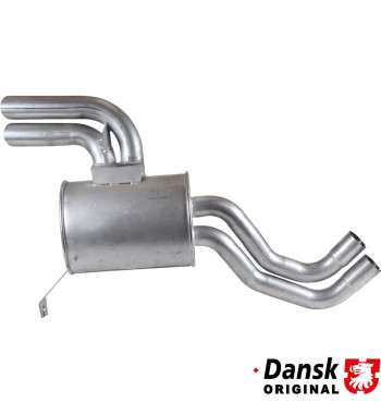 Exhaust rear, with one oval tail pipe. Tail pipe made of aluminized steel