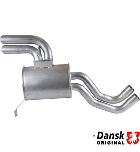 Exhaust rear, with one oval tail pipe. Tail pipe made of aluminized steel