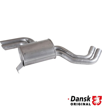Exhaust rear, with one oval tail pipe. Tail pipe made of aluminized steel