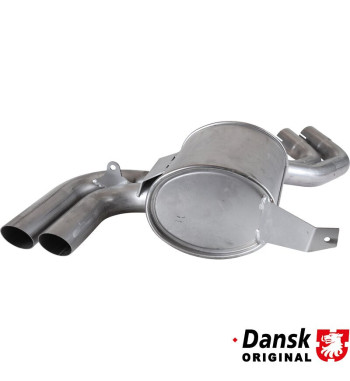Exhaust rear, with one oval tail pipe. Tail pipe made of aluminized steel