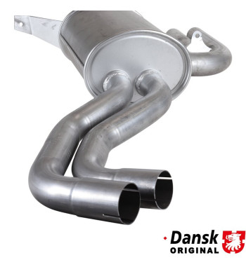 Exhaust rear, with one oval tail pipe. Tail pipe made of aluminized steel