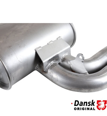 Exhaust rear, with one oval tail pipe. Tail pipe made of aluminized steel
