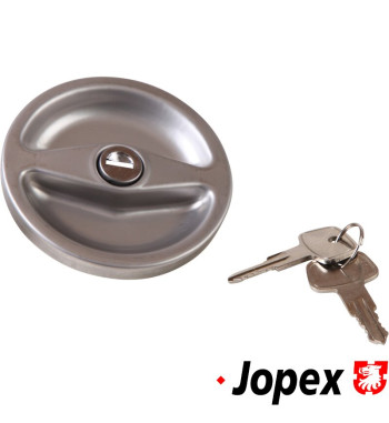Fuel tank cap, lockable, with keys. Made of stainless steel