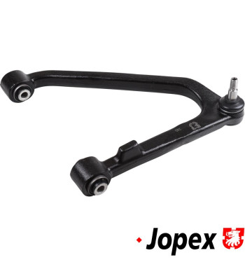 Wishbone with bushings and ball joint, front, upper, left. Late version