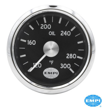 Oil temperature gauge with chrome ring, 0-300°F, Ø52 mm