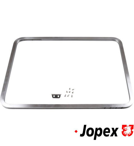 Side window frame for pop-out window including all necessary hardware. Made of aluminium