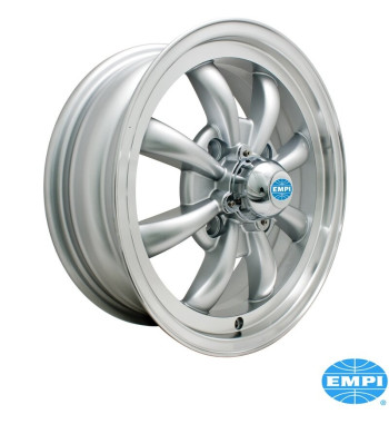 Felga aluminiowa GT-8, srebrne z polerowaną krawędzią, 5,5x15", 4x130, rozstaw tylny 4 3/8" 8160100608