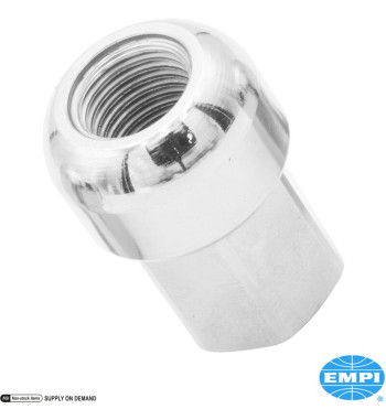 Wheel lug nut set, Porsche style, aluminium, chrome finish, M14x1.5, long