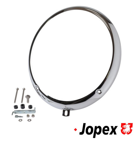 Headlight rim, chrome, Hella style, Adjusting holes at 5 and 7 o'clock.