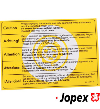 Sticker, Caution wheel change
