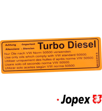 Sticker, Important Turbo Diesel, orange