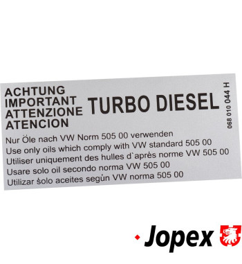 Sticker, Important Turbo Diesel, silver