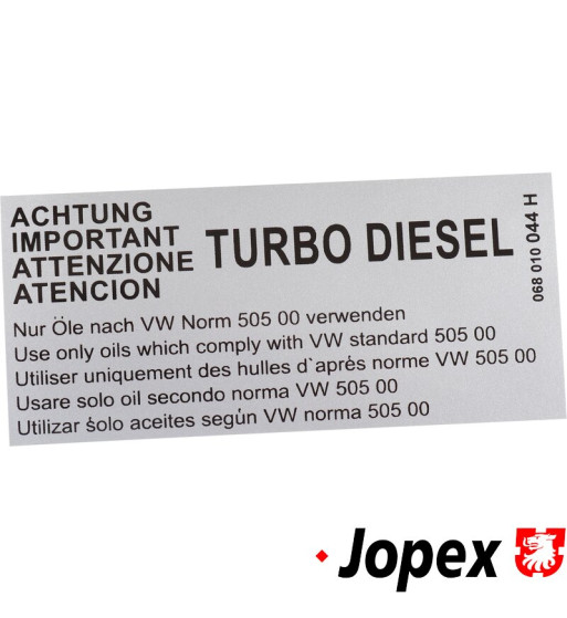 Sticker, Important Turbo Diesel, silver Sticker, Important Turbo Diesel, silver