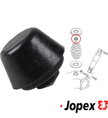 Rubber stop for radius arm