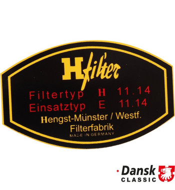 Naklejka, „H filter, Filtertyp H 11.14, Einsatztyp E 11.14”
