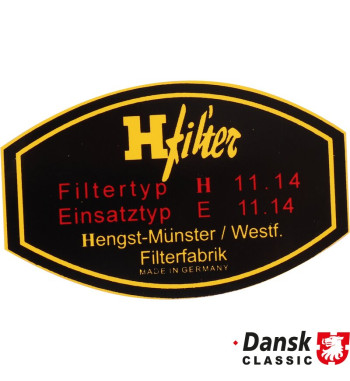 Sticker, H filter, Filtertyp H 11.14, Einsatztyp E 11.14